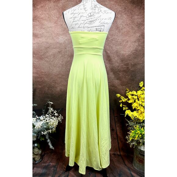 Susana Monaco Strapless High-Low Wired Midi Dress Pale Lime S - Picture 9 of 13
